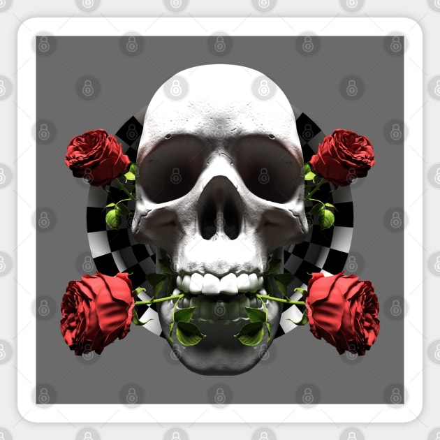 valentine Skull Roses  Anamorphic Illusion Sticker by CkKong